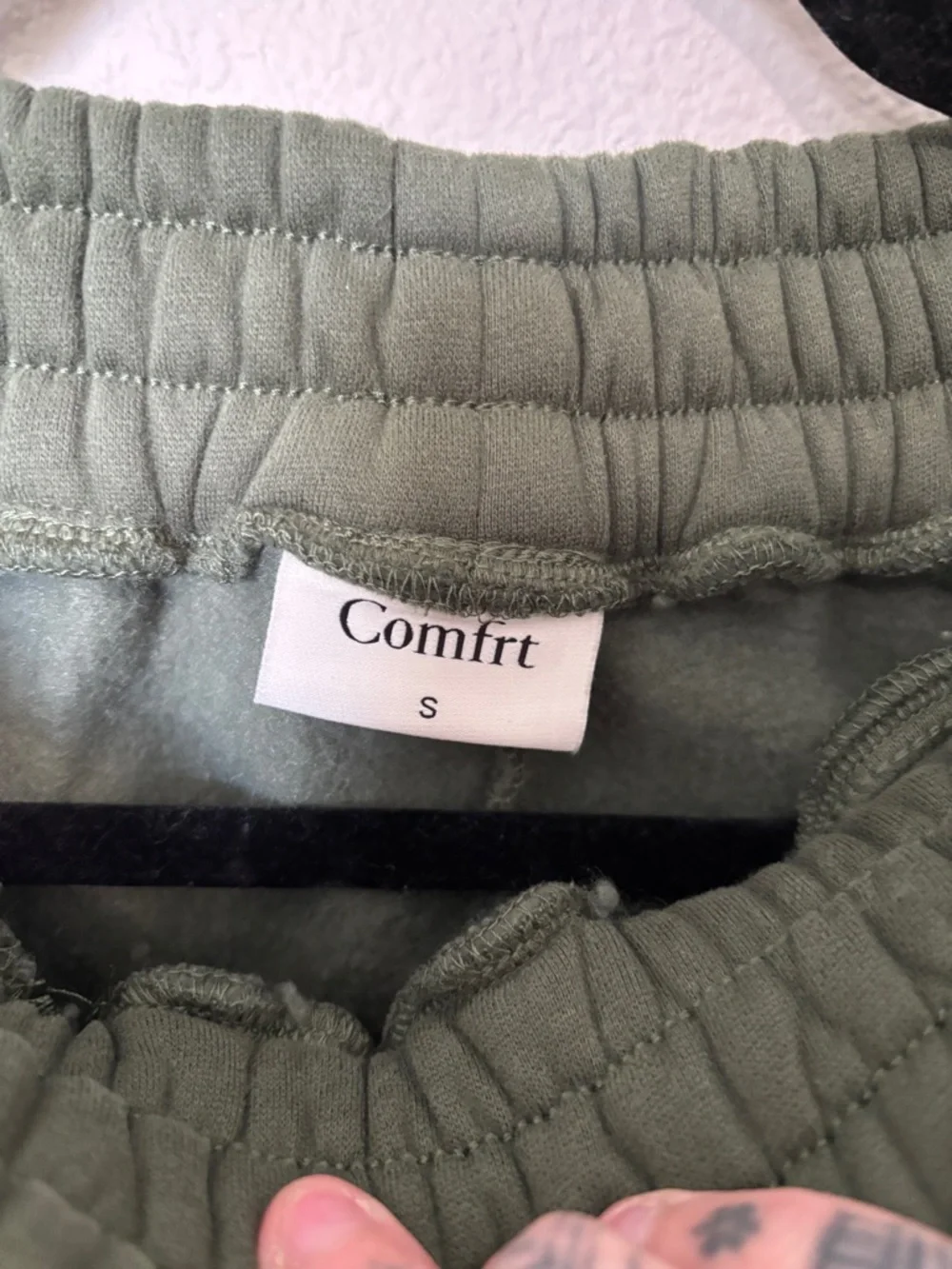 Olive Green Comfrt Fleece Jogger Pants Sz Small Unisex - Picture 3 of 3